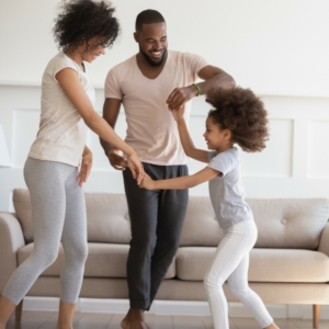 Happy family dancing